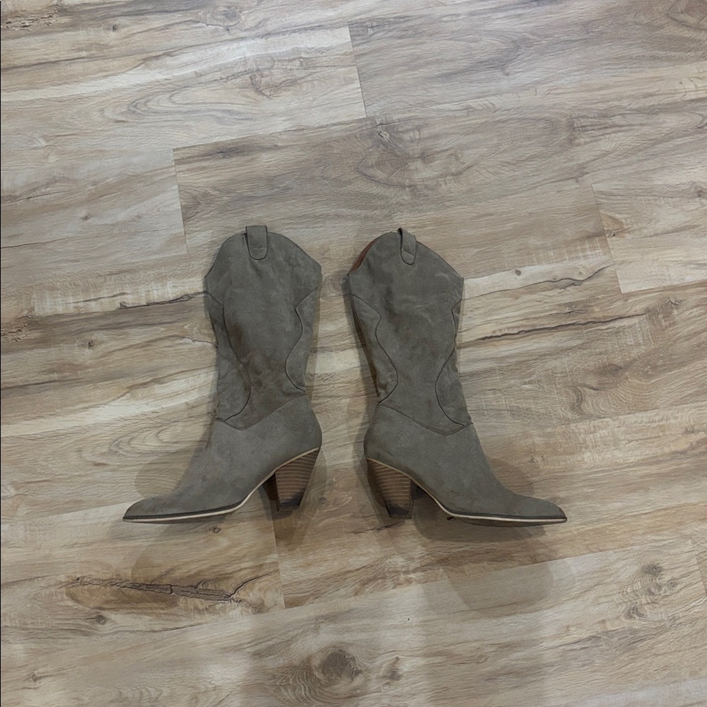 Gray Suede Western Boots